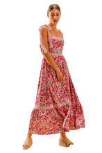 Load image into Gallery viewer, SO ME Floral Maxi Dress With Ribbon Tie Lace Strap
