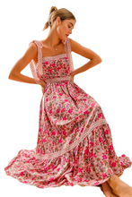 Load image into Gallery viewer, SO ME Floral Maxi Dress With Ribbon Tie Lace Strap
