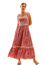 Load image into Gallery viewer, SO ME Floral Maxi Dress With Ribbon Tie Lace Strap

