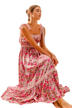 Load image into Gallery viewer, SO ME Floral Maxi Dress With Ribbon Tie Lace Strap
