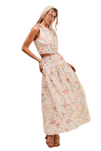 Load image into Gallery viewer, SO ME Floral Printed Woven Shoulder Bow Tie Top and Skirt Set
