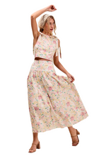 Load image into Gallery viewer, SO ME Floral Printed Woven Shoulder Bow Tie Top and Skirt Set
