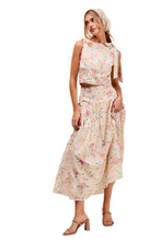 Load image into Gallery viewer, SO ME Floral Printed Woven Shoulder Bow Tie Top and Skirt Set
