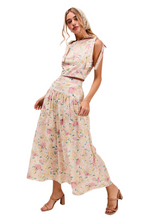 Load image into Gallery viewer, SO ME Floral Printed Woven Shoulder Bow Tie Top and Skirt Set
