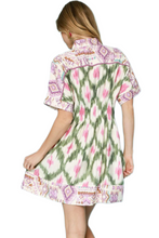 Load image into Gallery viewer, Umgee Ethnic Print Short Sleeve Mini Shirt Dress
