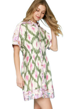 Load image into Gallery viewer, Umgee Ethnic Print Short Sleeve Mini Shirt Dress
