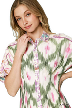 Load image into Gallery viewer, Umgee Ethnic Print Short Sleeve Mini Shirt Dress
