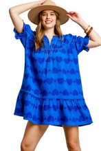 Load image into Gallery viewer, Umgee Heart Pattern Short Sleeve Ruffle Babydoll Dress
