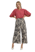 Load image into Gallery viewer, Umgee Palm Leaf Print Wide Leg Culotte Pants
