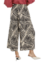 Load image into Gallery viewer, Umgee Palm Leaf Print Wide Leg Culotte Pants

