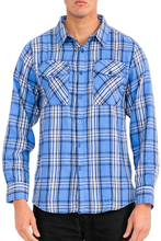 Load image into Gallery viewer, WEIV Men&#39;s Full Size Long Sleeve Flannel Full Plaid Checkered Shirt Plus Size
