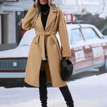 Load image into Gallery viewer, Lapel Double-breasted Trench Coat With Belt Winter Fashion Solid Color Long Jacket Outwear Women Clothing
