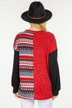 Load image into Gallery viewer, Celeste Full Size Contrast Geometric V-Neck Long Sleeve Blouse
