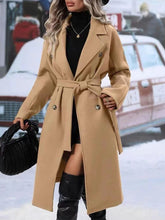 Load image into Gallery viewer, Lapel Double-breasted Trench Coat With Belt Winter Fashion Solid Color Long Jacket Outwear Women Clothing
