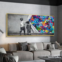 Load image into Gallery viewer, Children&#39;s Graffiti Wall Art Canvas Abstract
