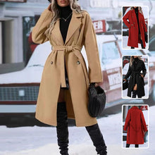 Load image into Gallery viewer, Lapel Double-breasted Trench Coat With Belt Winter Fashion Solid Color Long Jacket Outwear Women Clothing
