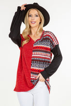 Load image into Gallery viewer, Celeste Full Size Contrast Geometric V-Neck Long Sleeve Blouse
