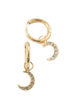Load image into Gallery viewer, Crescent Moon Charm Huggie Hoop Earrings
