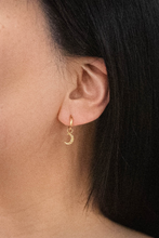 Load image into Gallery viewer, Crescent Moon Charm Huggie Hoop Earrings

